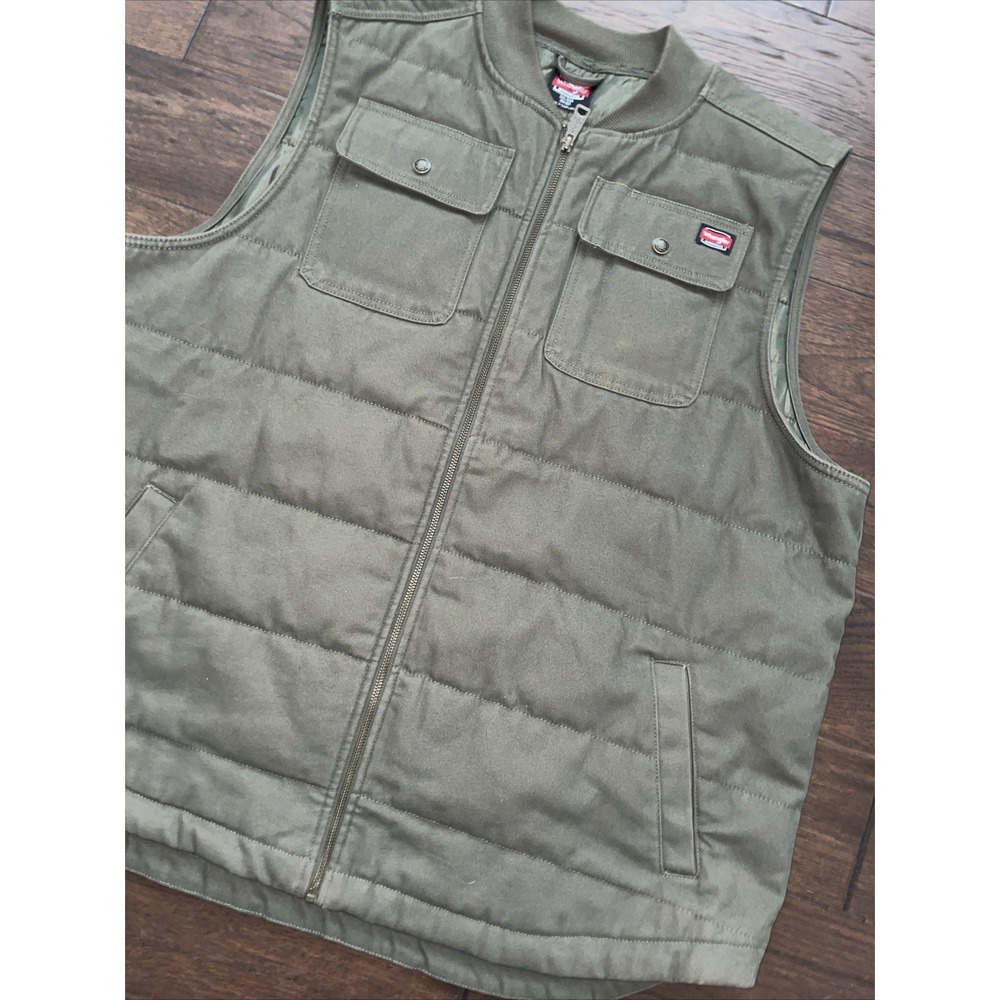 Wrangler Workwear‎ Vest Green Full Zip With Pockets Men's Large 2XL (50-52)